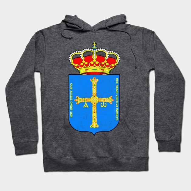 Asturias / Vintage Look Faded Regional Flag Design Hoodie by DankFutura